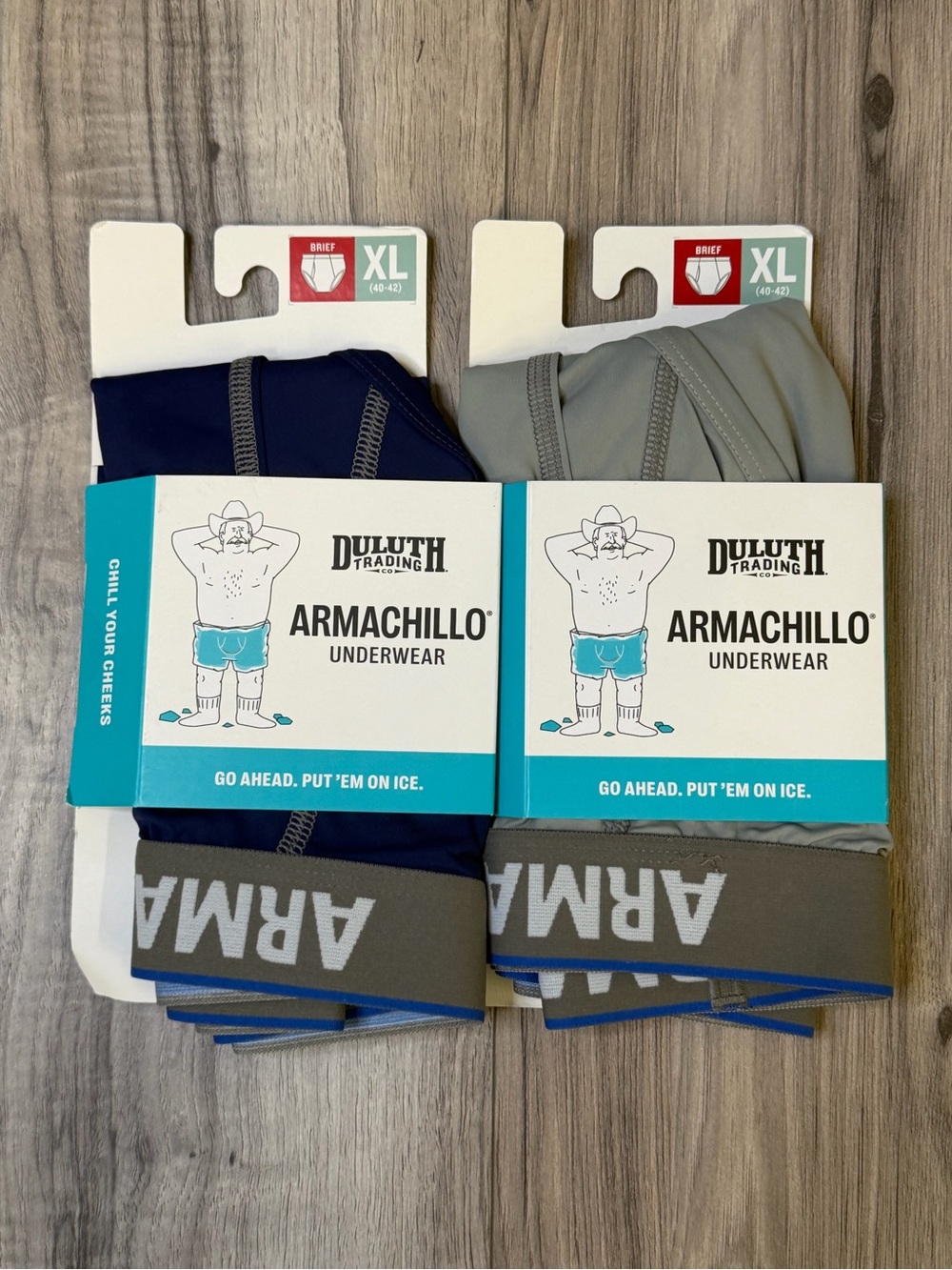 Duluth Trading Armachillo Cooling Briefs 2 Pack Blue Gray Mens XL 40-42 NEW